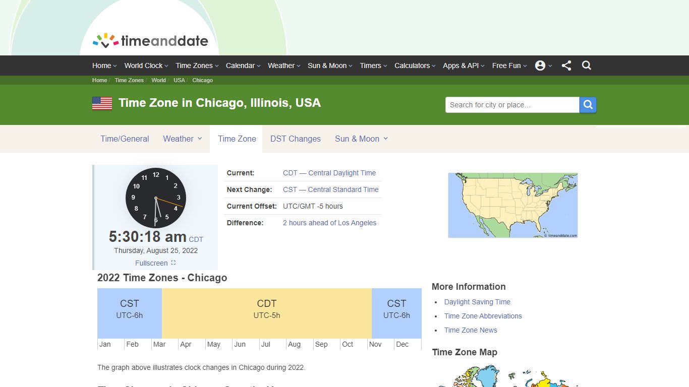 Time Zone & Clock Changes in Chicago, Illinois, USA - Time and Date